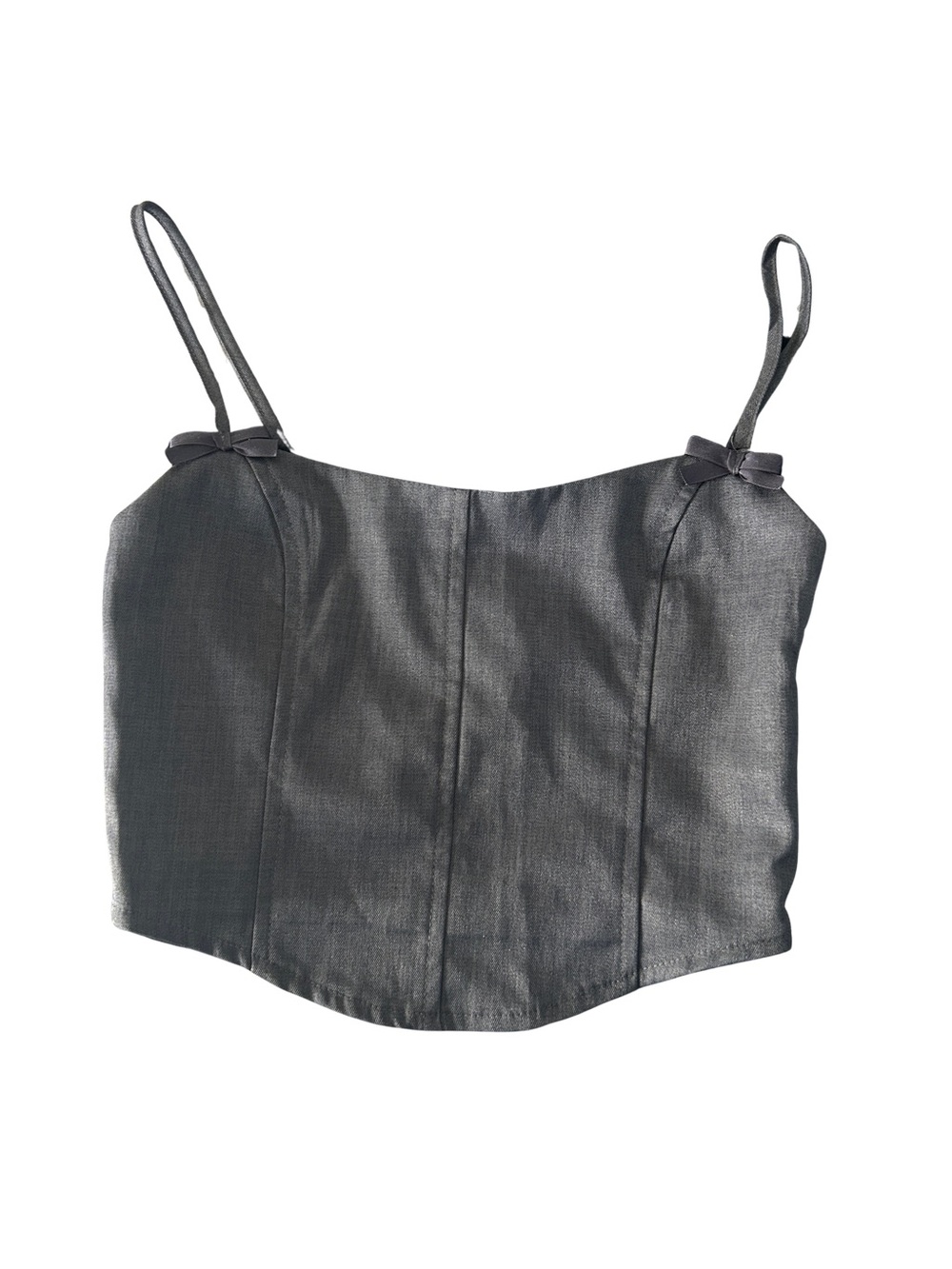 PrettyLittleThing Charcoal Gray Corset Crop Top